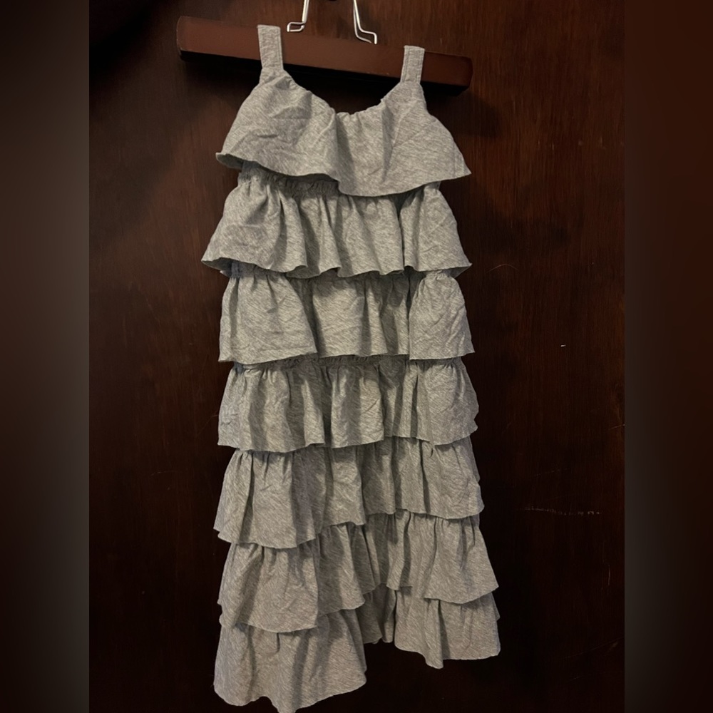 Girls GAP gray ruffle maxi dress.